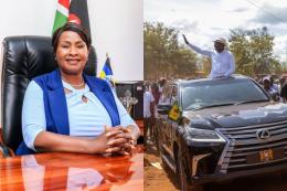 Collage photo of Wavinya Ndeti and President William Ruto.